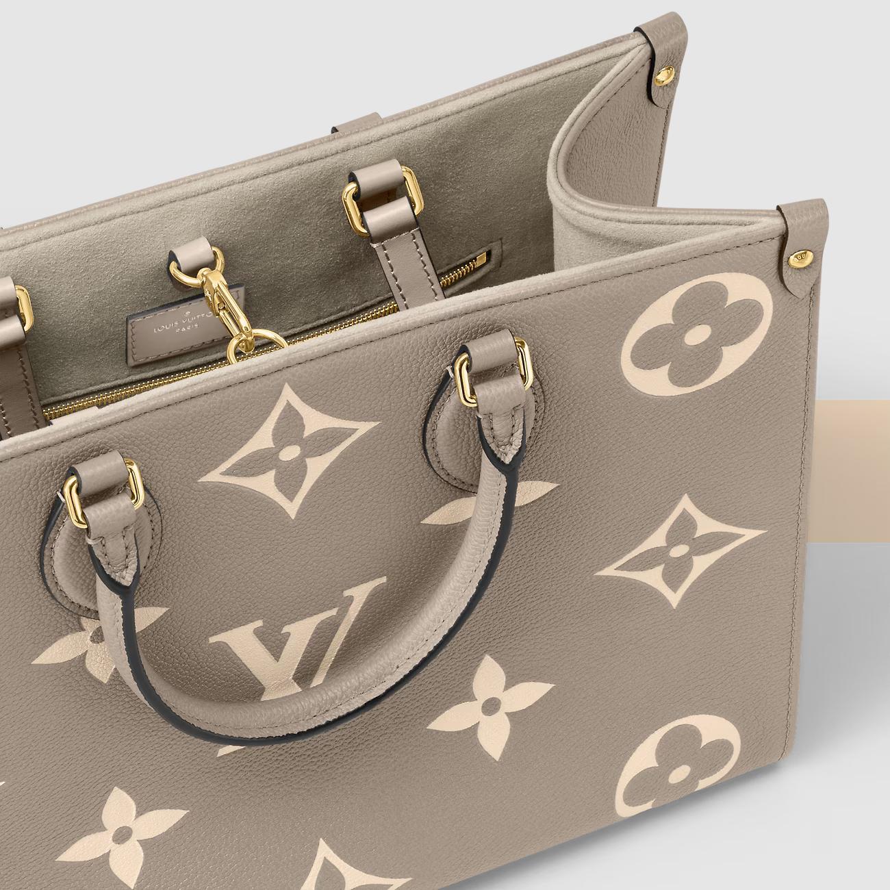 Túi Louis Vuitton OnTheGo MM Da Bicolor Xám Kem